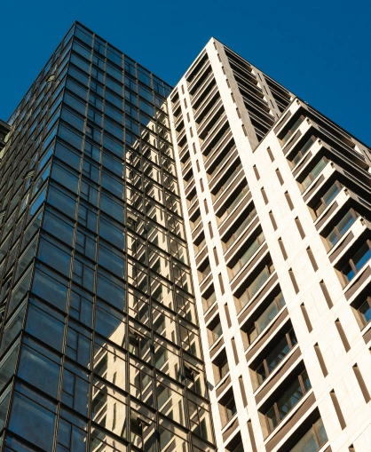 Modern high-rise residential and commercial buildings forming a contemporary urban skyline.